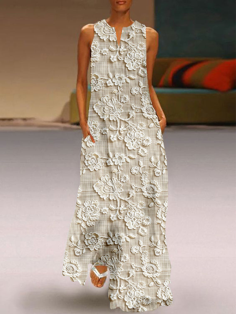 Linara | Elegant Floral Lace Maxi Dress