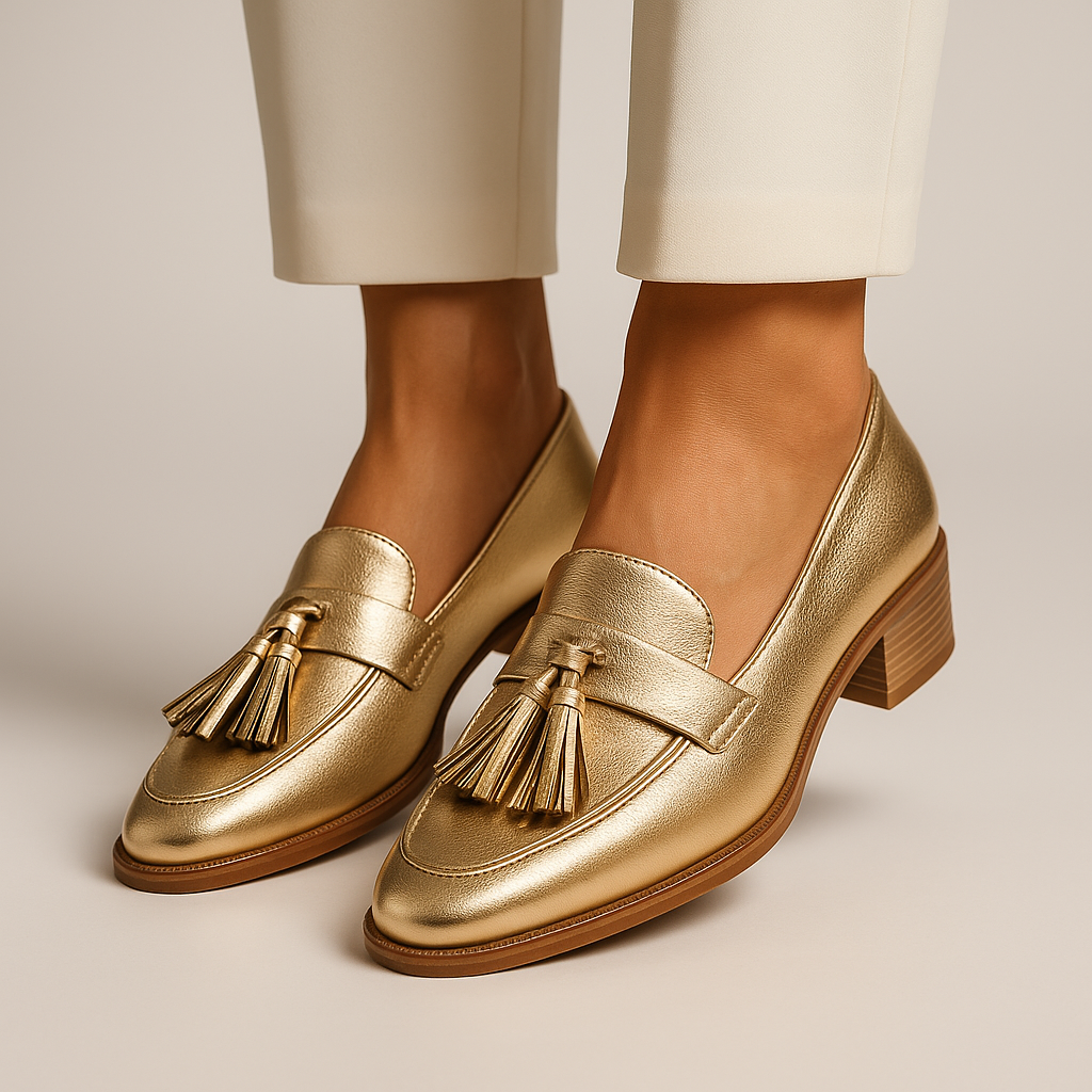 Avery | Elegant Gold Tassel Loafers