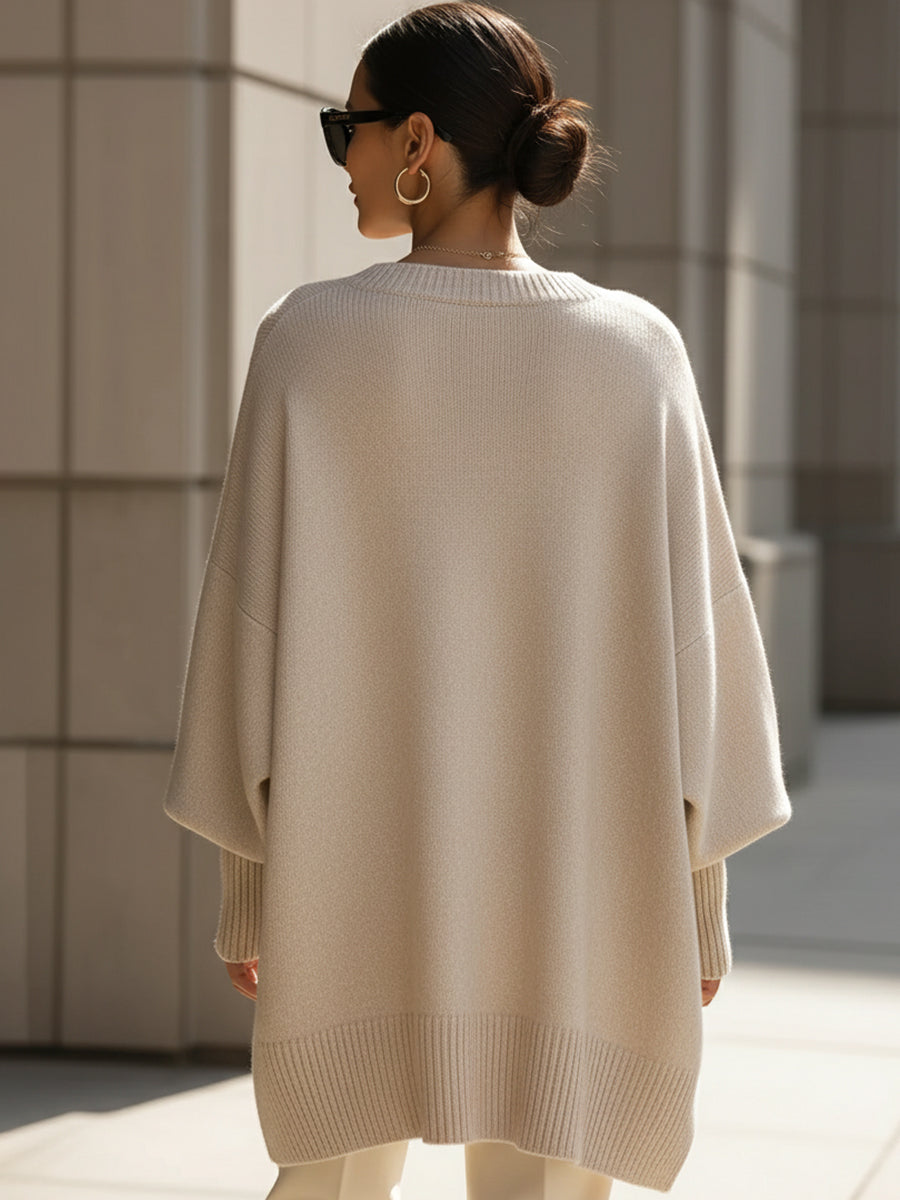 Margot | Women’s Dolman Sleeve Ribbed Knit Asymmetrical Tunic
