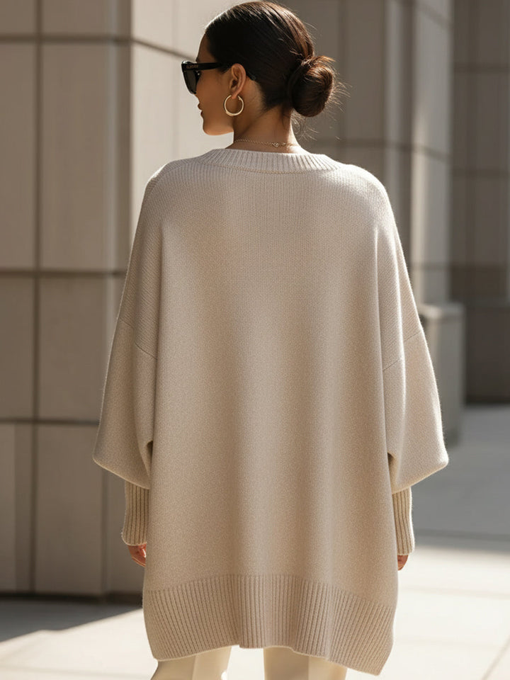 Margot | Women’s Dolman Sleeve Ribbed Knit Asymmetrical Tunic