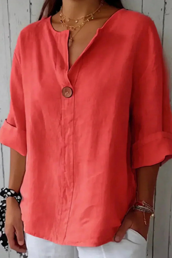 Evalora | Minimalist Single-Button Relaxed Blouse