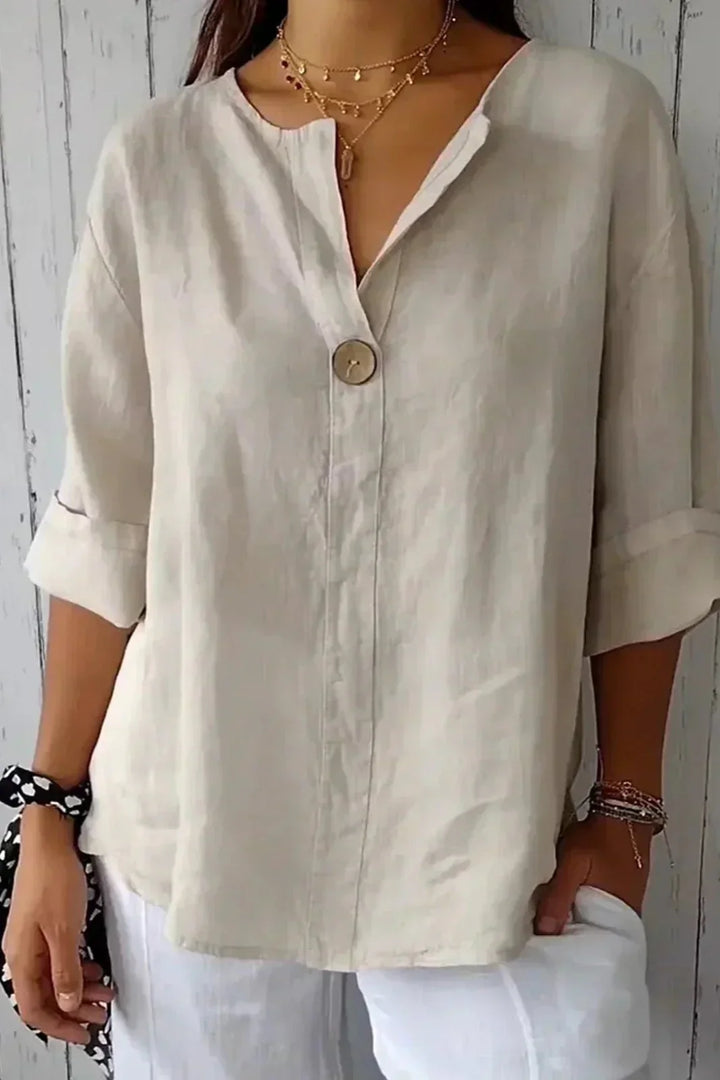 Evalora | Minimalist Single-Button Relaxed Blouse