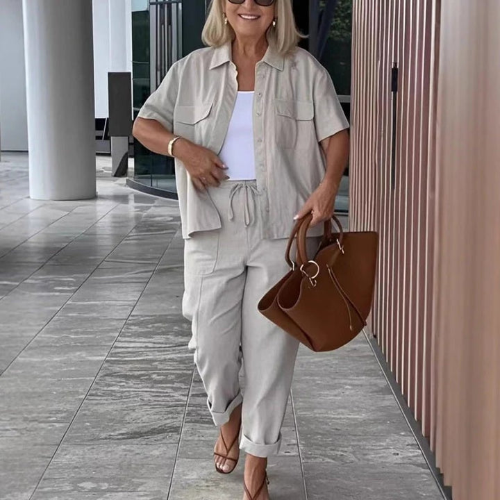 Rowena | Short-Sleeve Overshirt & Trousers Set