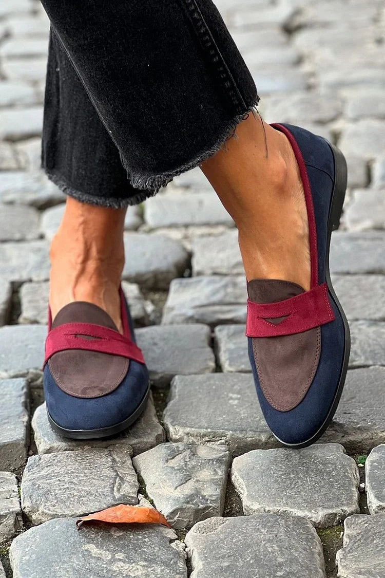 Orthopedic Contrast Strap Penny Loafers