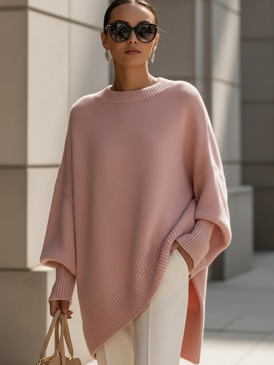 Margot | Women’s Dolman Sleeve Ribbed Knit Asymmetrical Tunic