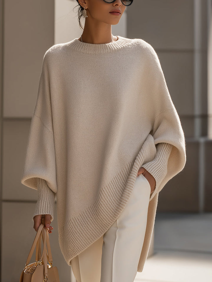 Margot | Women’s Dolman Sleeve Ribbed Knit Asymmetrical Tunic