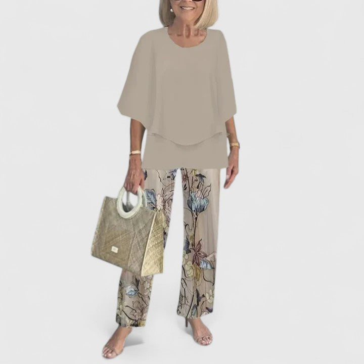 Evelyn | Women’s Layered Tunic &amp; Floral Trouser Co-Ord Set