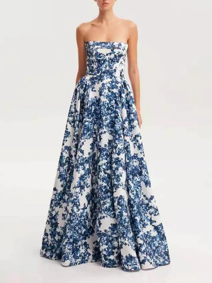 Elanora | Strapless Floral Maxi Gown