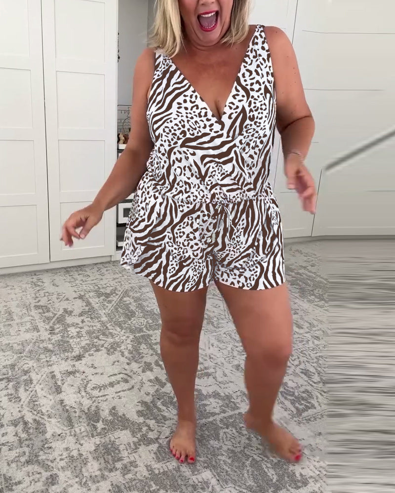 Cleo | Women’s Zebra Print Lace-Up Boyleg One-Piece