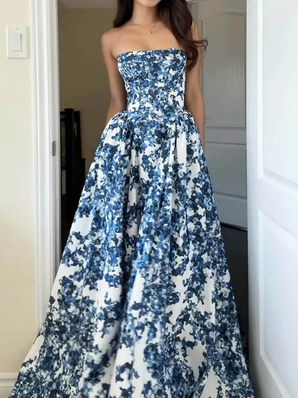 Elanora | Strapless Floral Maxi Gown