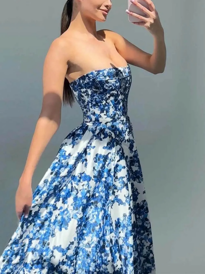 Elanora | Strapless Floral Maxi Gown