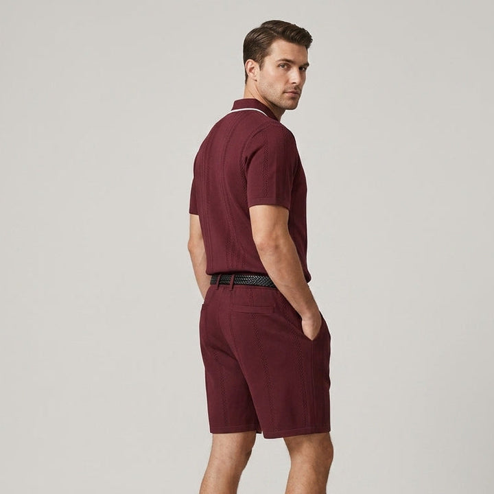 Dario | Men’s Pointelle Knit Shirt &amp; Drawstring Shorts Set
