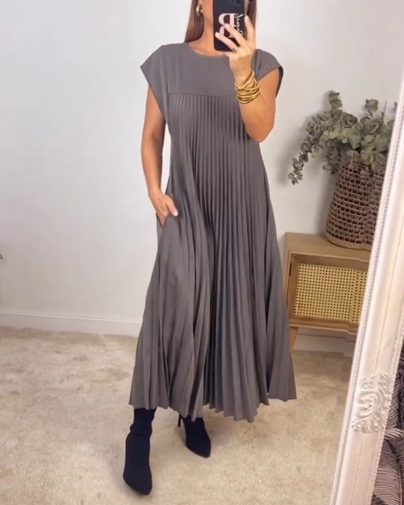 Mireille | Pleated A-Line Midi Dress