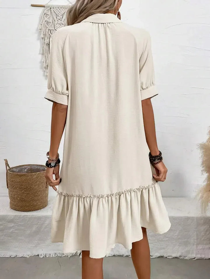 Nola | Button-Down Ruffle Hem Shirt Dress