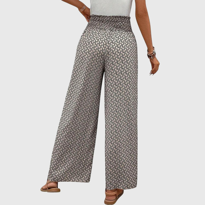 Printed Wide-Leg Pull-On Pants