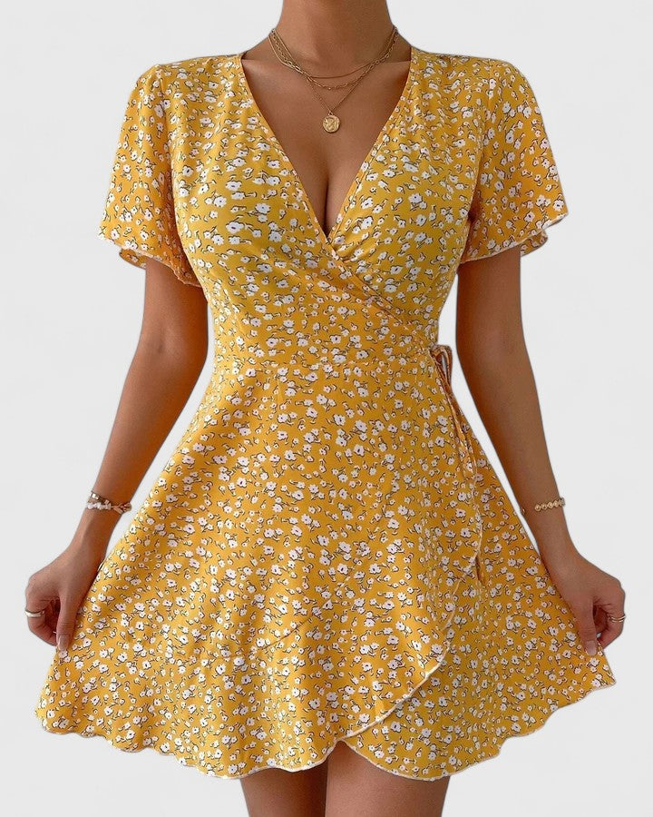 Sandra | Floral Wrap Mini Dress
