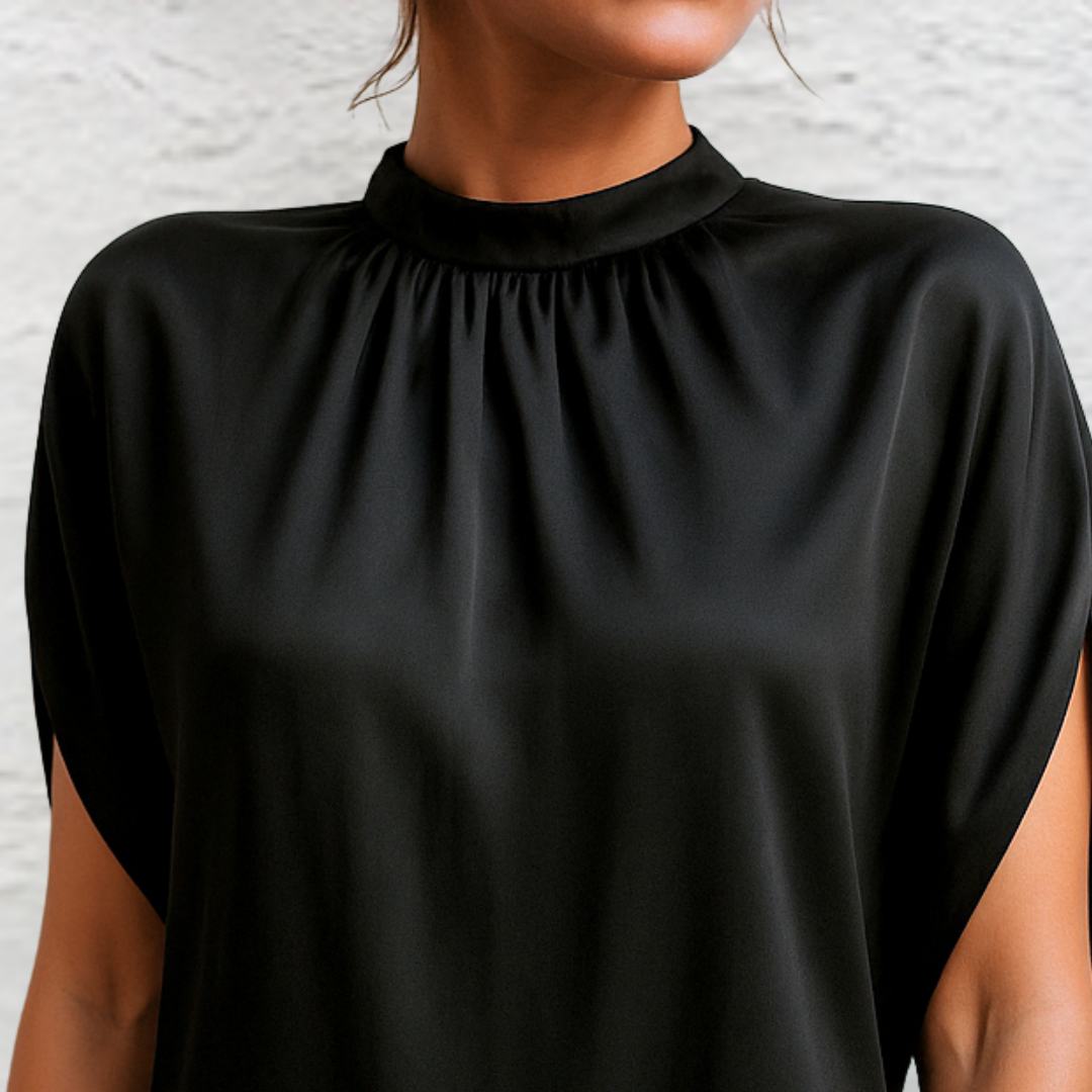 Saria | Elegant High-Neck Shift Dress