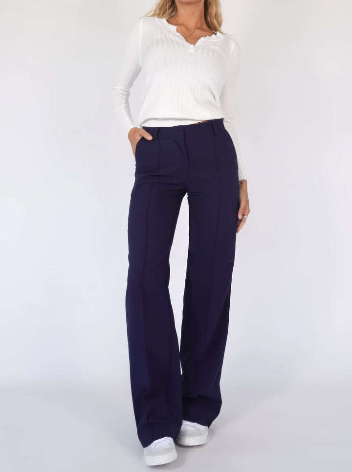 Tailored Wide-Leg Straight Pants