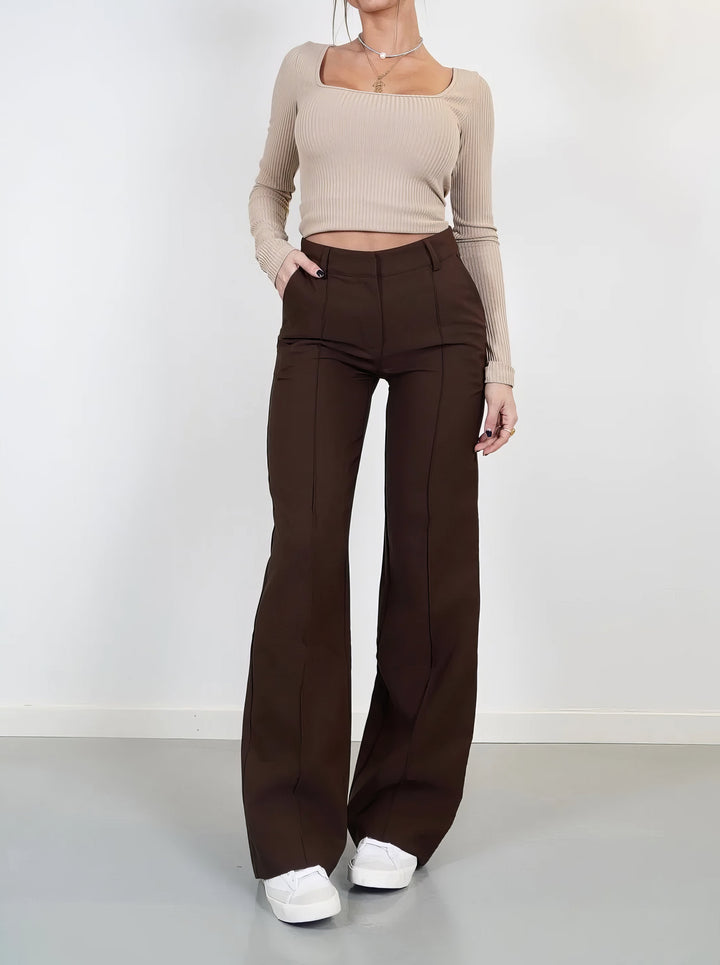 Tailored Wide-Leg Straight Pants