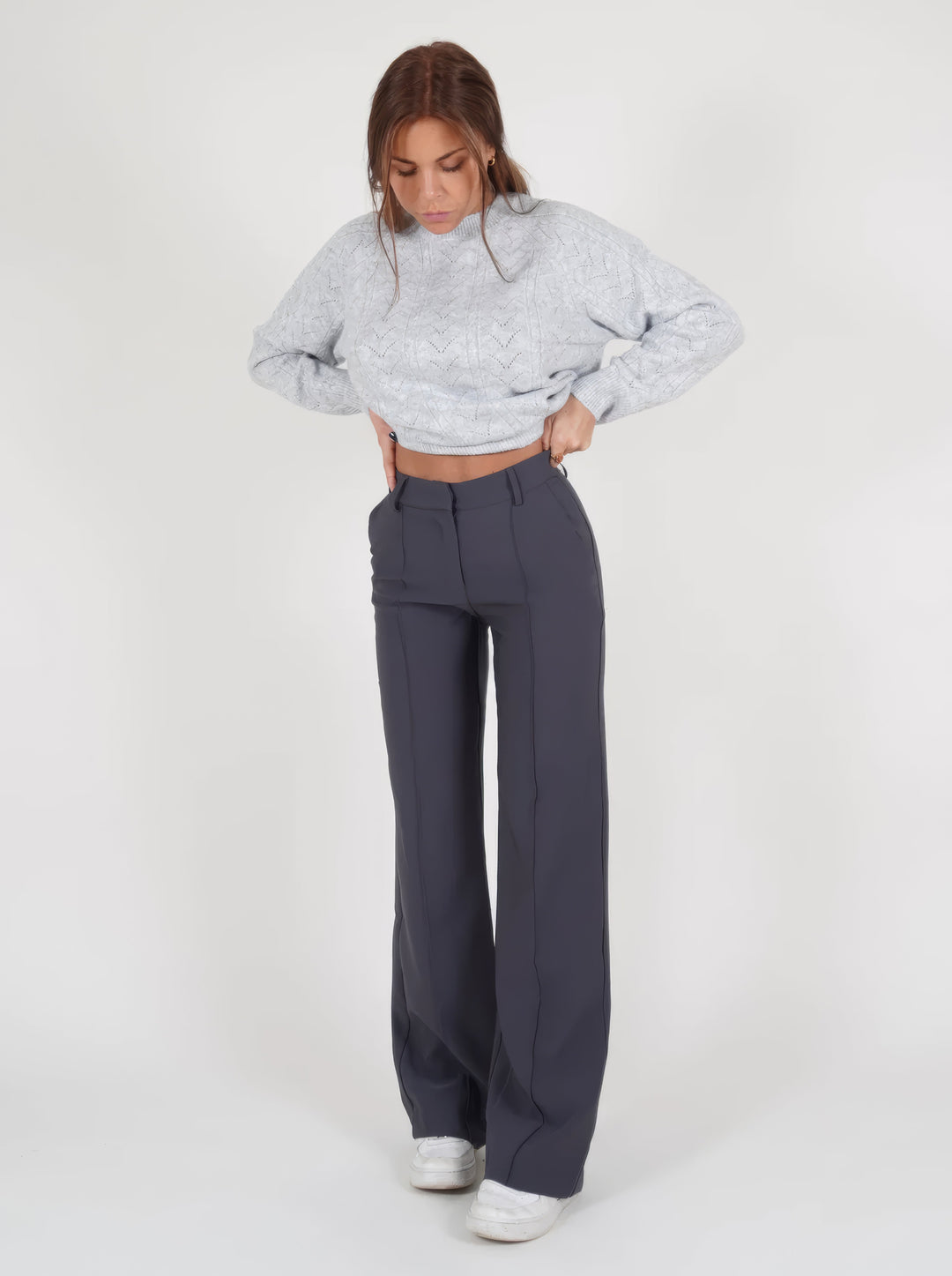 Tailored Wide-Leg Straight Pants