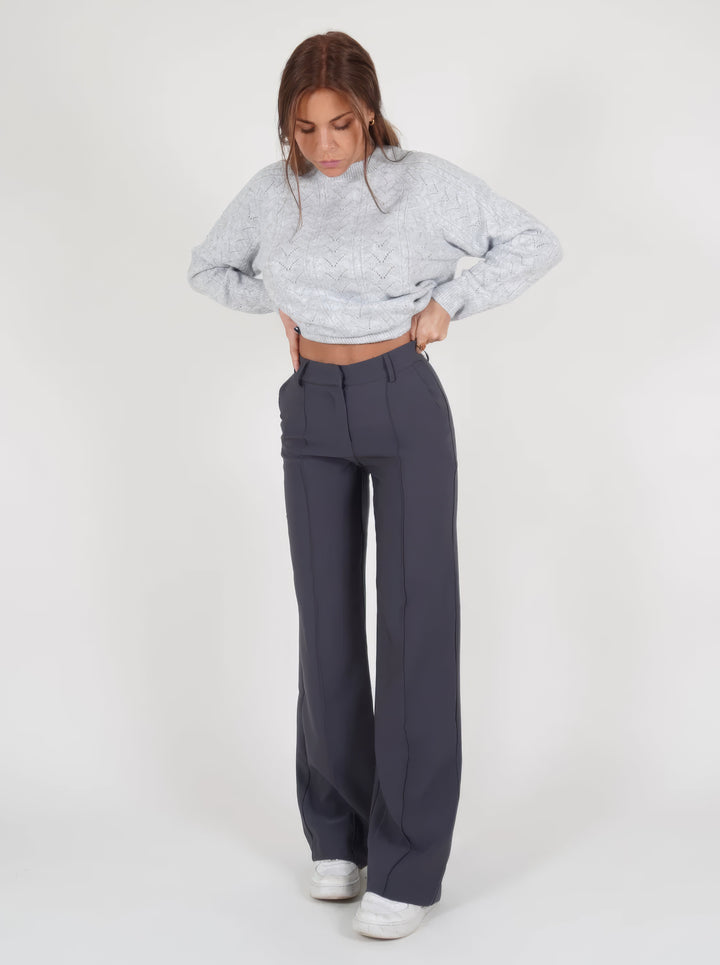 Tailored Wide-Leg Straight Pants