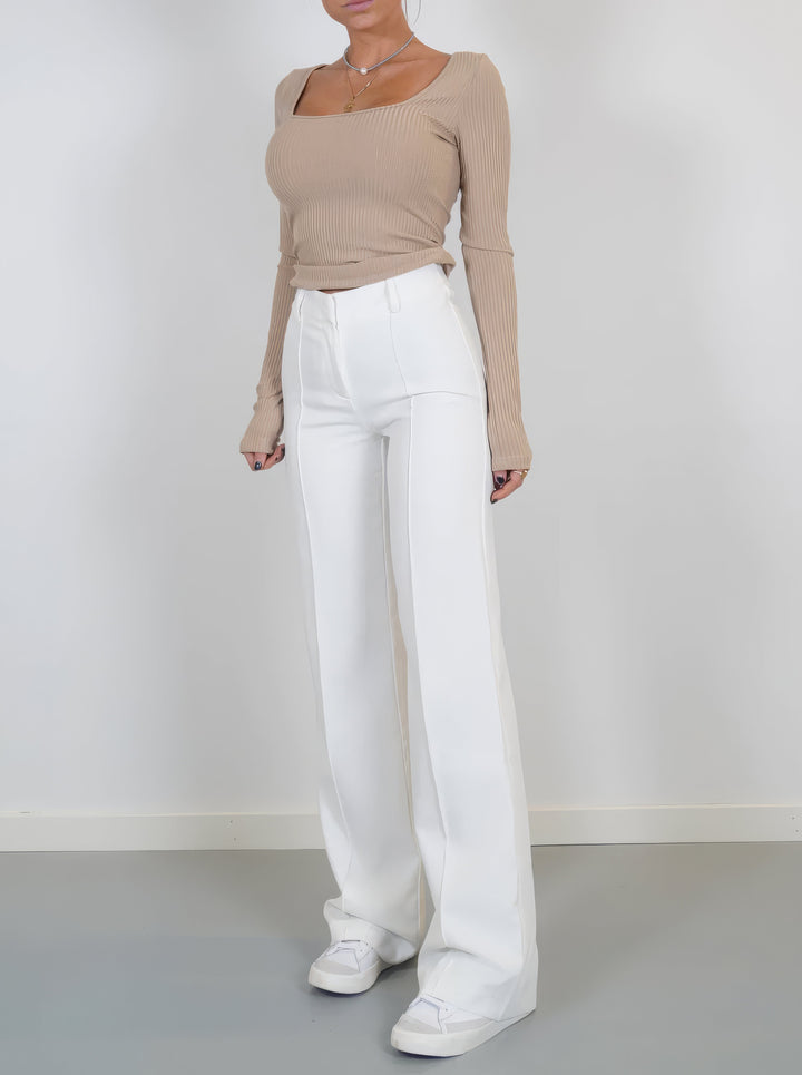 Tailored Wide-Leg Straight Pants