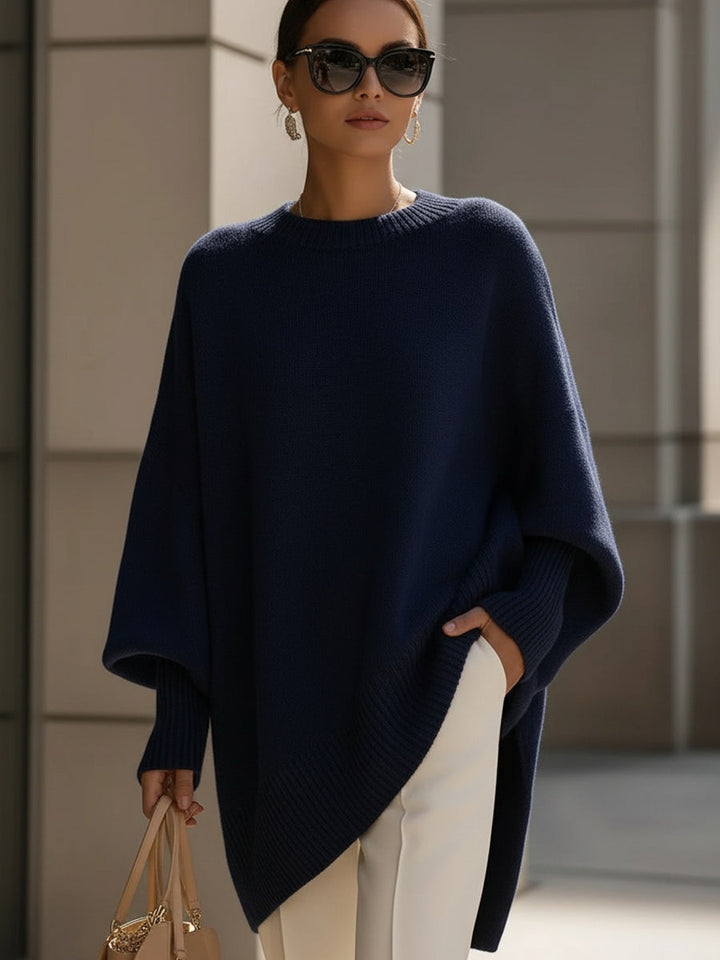 Margot | Women’s Dolman Sleeve Ribbed Knit Asymmetrical Tunic