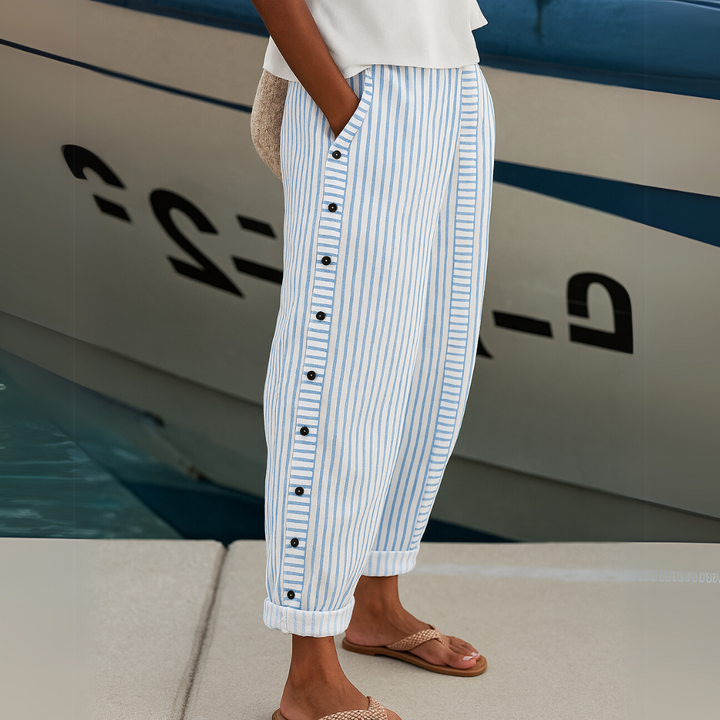 Marin | Women’s High-Waist Striped Straight-Leg Cropped Pants