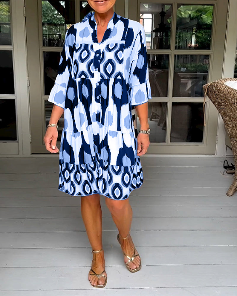 Elara | Women’s V-Neck Flare-Sleeve A-Line Dress