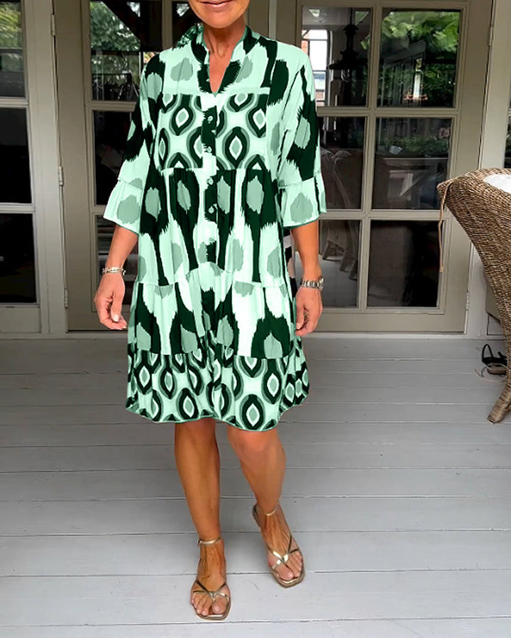Elara | Women’s V-Neck Flare-Sleeve A-Line Dress