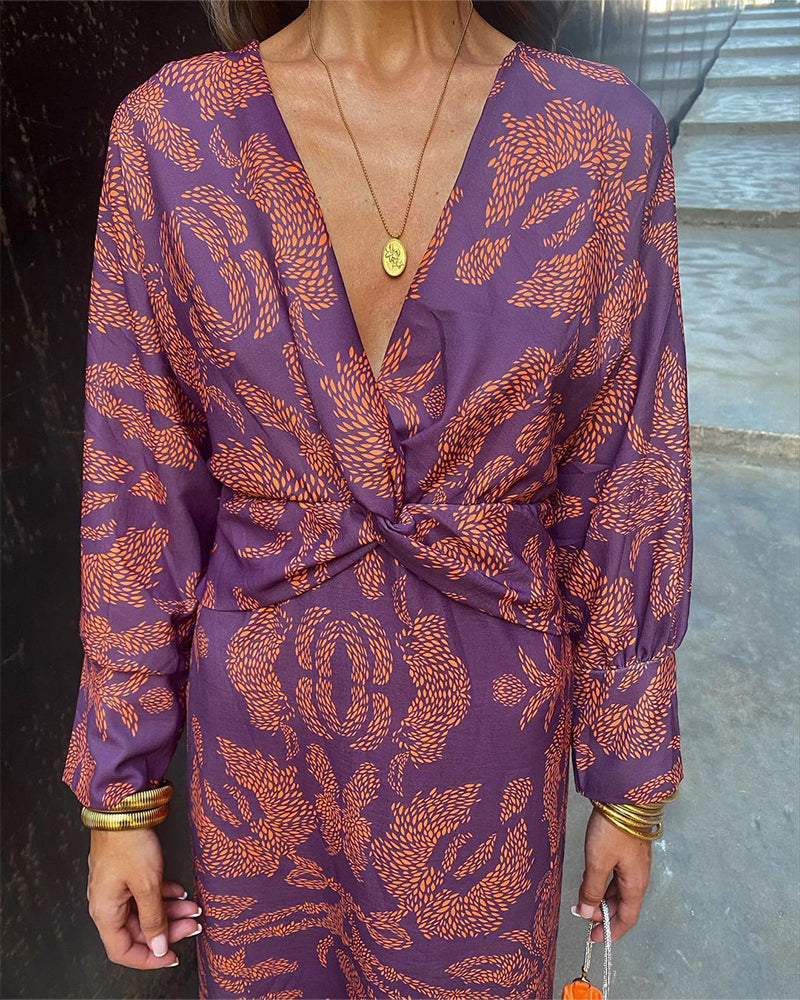 Calista | Twist Front Print Dress