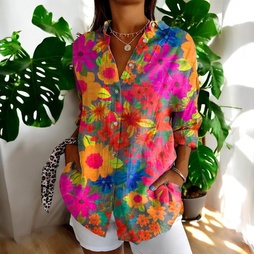 Yara | Artistic Botanical Print Blouse