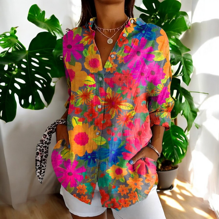 Yara | Artistic Botanical Print Blouse