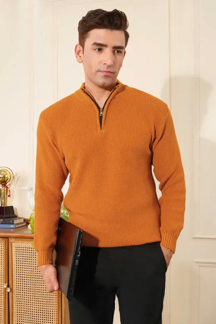 Half-Zip Ribbed Sweater | Granada – Burnt Sienna