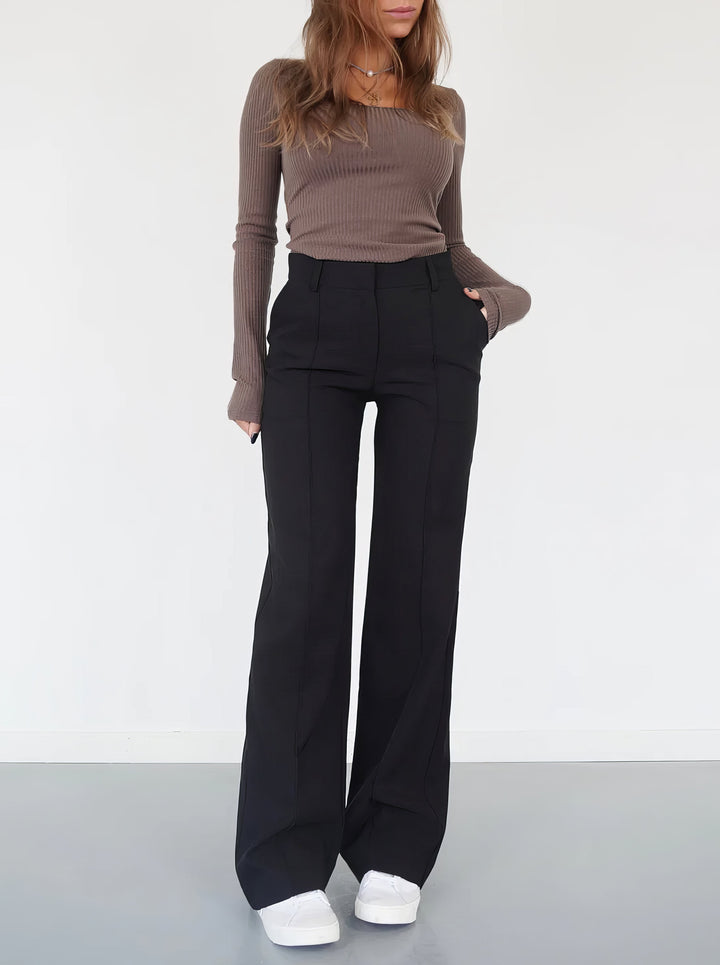 Tailored Wide-Leg Straight Pants