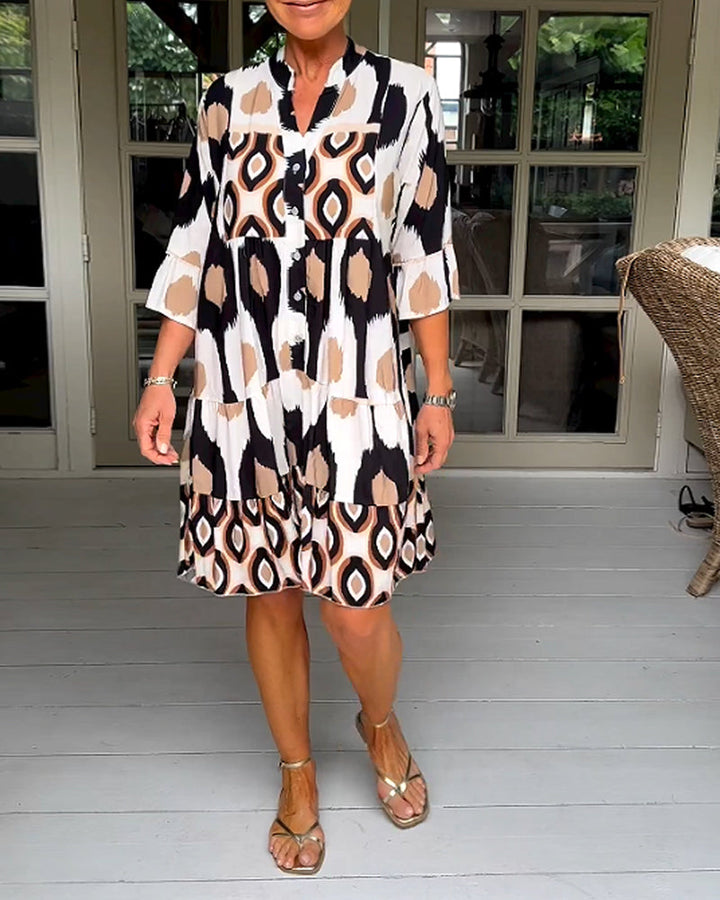 Elara | Women’s V-Neck Flare-Sleeve A-Line Dress