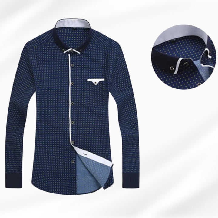 Sterling | Men’s Micro-Dot Contrast Collar Long Sleeve Button-Down