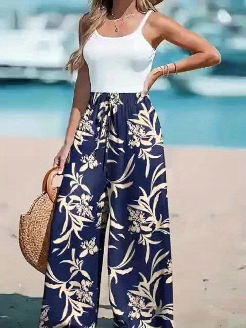 Printed Wide-Leg Beach Trousers