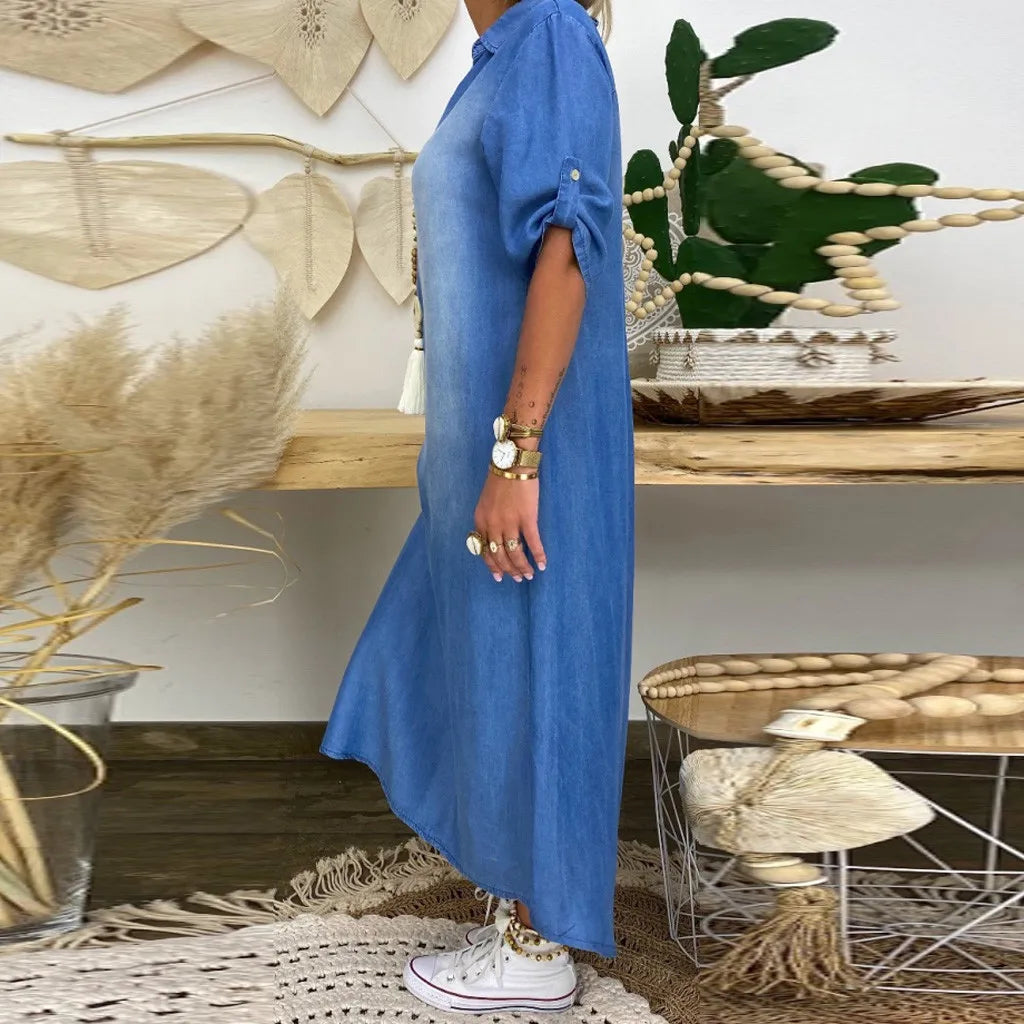 Felipa | Relaxed Button-Collar Maxi Dress