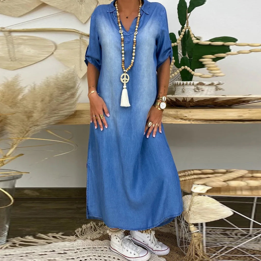 Felipa | Relaxed Button-Collar Maxi Dress