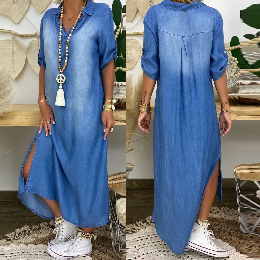 Felipa | Relaxed Button-Collar Maxi Dress