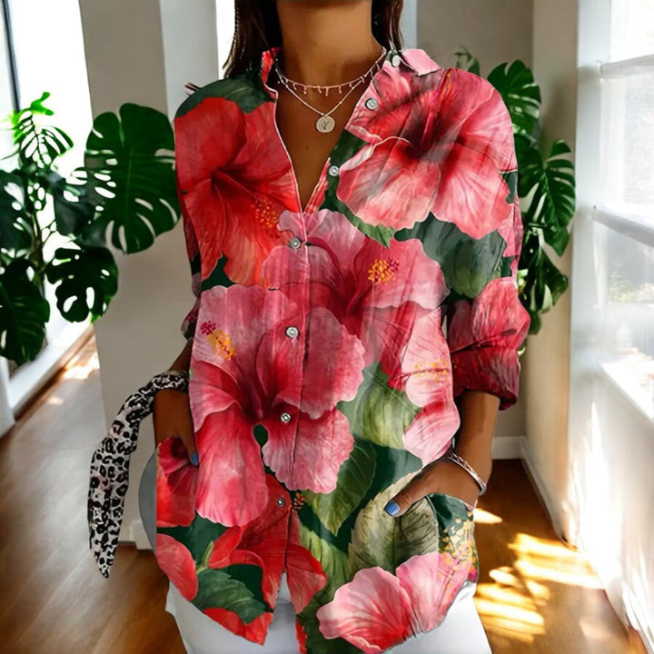 Yara | Artistic Botanical Print Blouse