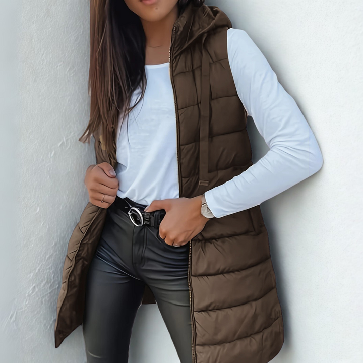 Long Hooded Puffer Jacket Vest