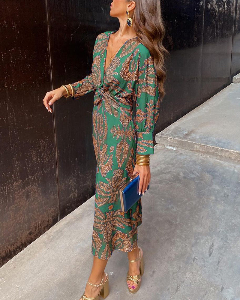 Calista | Twist Front Print Dress