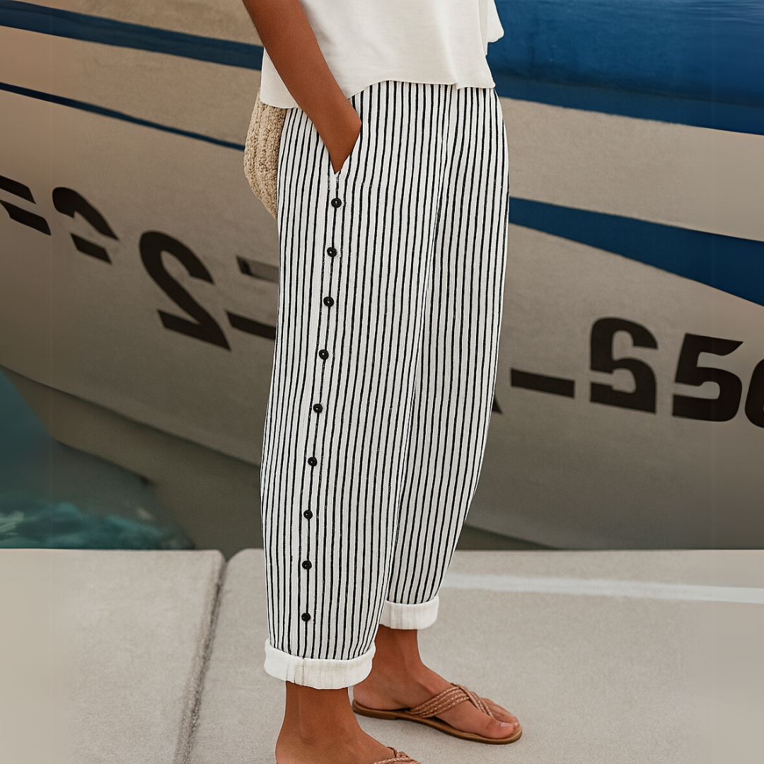 Marin | Women’s High-Waist Striped Straight-Leg Cropped Pants