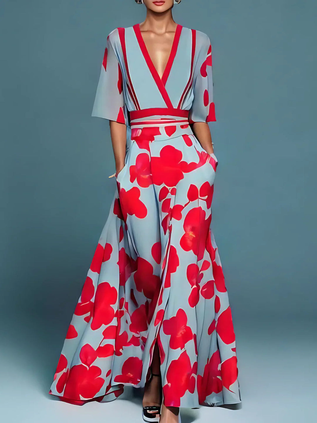 Seraphina | Embroidered Floral V-neck Dress