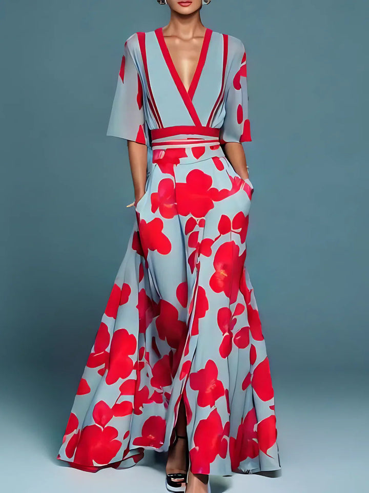 Seraphina | Embroidered Floral V-neck Dress