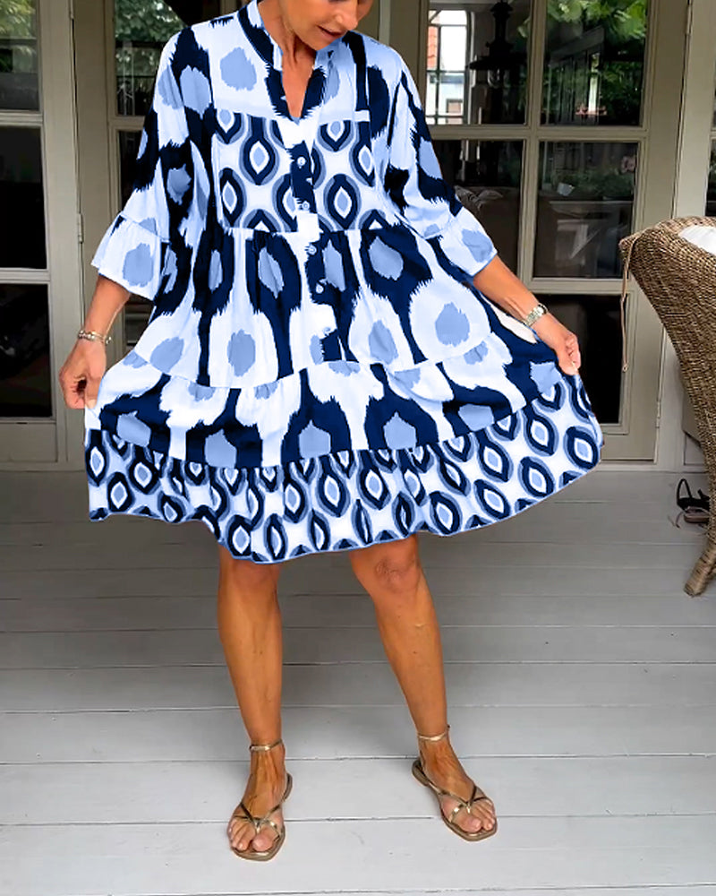 Elara | Women’s V-Neck Flare-Sleeve A-Line Dress
