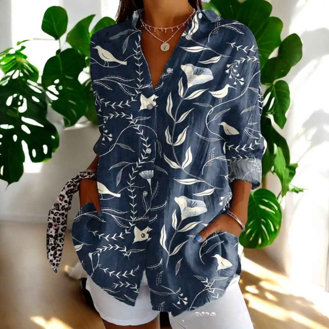 Yara | Artistic Botanical Print Blouse