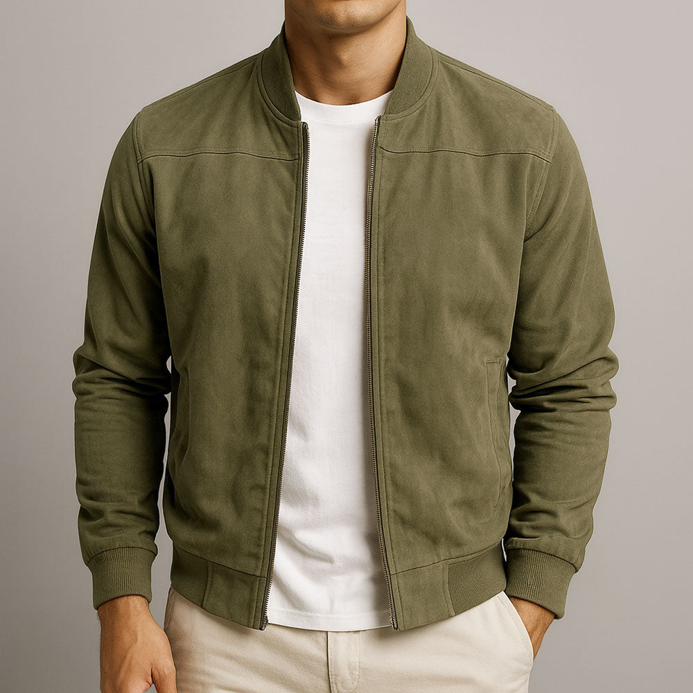 Harrison | Men’s Premium Micro-Suede Zip-Front Bomber Jacket